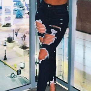 Dark blue ripped jeans